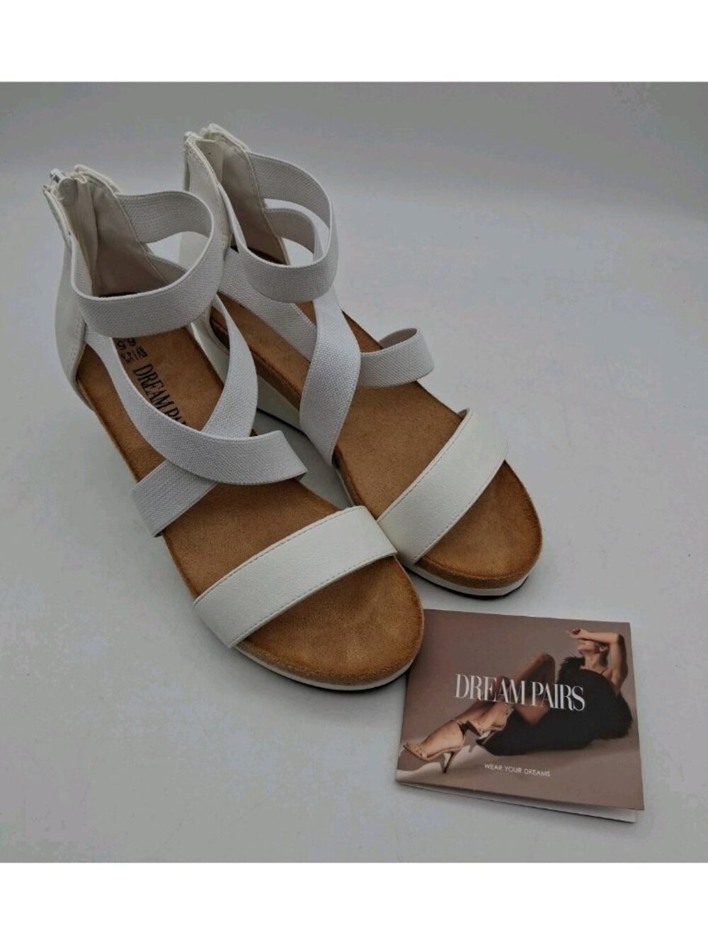 Dream Paris Wedge Sandals Elastic Ankle Strap Open Toe Platform Shoes 6.5 NEW